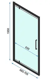 Душова кабіна Rea Rapid Swing 80x70 black REA-K6421 + REA-K6407, Чорний матовий, Універсальна, прозрачний, Чорний матовий - мініатюра 6