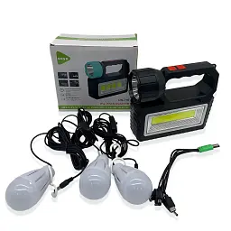 Сонячна зарядна станція OK-718S-A з LED+COB ліхтарем 10 Вт, PowerBank, сонячна панель, 3 виносні лампи, акумуляторна ручна - мініатюра 7