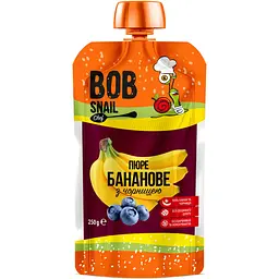 Пюре фруктове Bob Snail Банан-Чорниця 2.5 кг (10 шт. по 250 г) - мініатюра 2