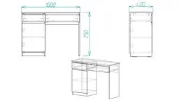 Стіл комп'ютерний Віто Ferrum-decor 750x1000x400 ДСП Бетон 16 мм (FRD-104823) - мініатюра 4