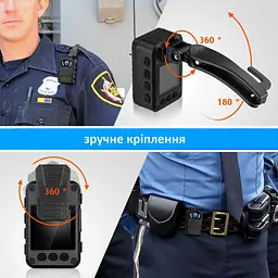 Нагрудна боді-камера Boblov N9 з дисплеєм 1.5 дюйма нічний запис датчик руху акумулятор 2600 мА·год - мініатюра 4
