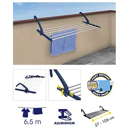 Сушилка для білизни навісна Casa Si BalconFlex Mono 6.5 м алюміній Білий - мініатюра 1