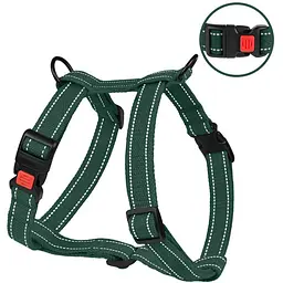 Шлея для собак Barksi Cotton Н-подібна S 20-30х36-60х1.6 см зелена - мініатюра 3