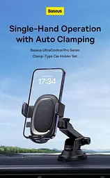 Автомобільний тримач холдер Baseus UltraControl Pro Series Clamp-Type Car Holder Set C40351600113-00 Black - мініатюра 5