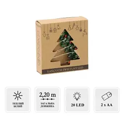 Гірлянда Chomik Ялинка струна 2,2 м, 20 LED теплий білий, 2АА (5900779854192) - мініатюра 2