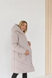 Жіноча зимова куртка з поясом для вагітних 2 в 1 водонепроникна 3XL (52) Lullababe Світло-бежевий - мініатюра 4
