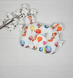 Дитяча ортопедична подушка 24×32 для новонароджених a.l.babybox Лисички на кульках Молочний