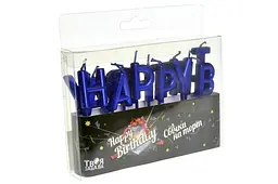 Набір свічок для торта букви "Happy Birthday" сині (13 штук) ТМ "Твоя забава"