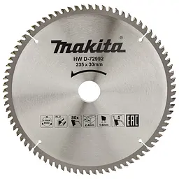 Диск пиляльний по алюмінію 235х30 мм 80T Makita D-72992 - мініатюра 2