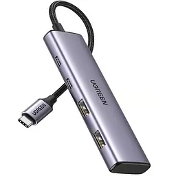 Концентратор Ugreen USB-C to 2xUSB 3.0 + 2xUSB-C CM473 gray (15395)