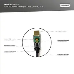 Гібридний оптоволоконний Кабель DIGITUS HDMI 2.0 4K AOC 30m Black - мініатюра 6