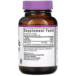 Вітамін D3 Bluebonnet Nutrition 25 мкг 100 капсул - мініатюра 2
