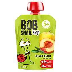 Пюре фруктове Bob Snail Яблуко-Персик, пастеризоване 900 г (10 шт. по 90 г) - мініатюра 2