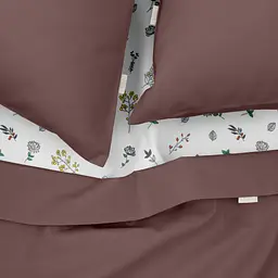 Комплект постільної білизни Cosas сімейний з простирадлом на резинці MOUSSE CS6 2 x 160 x 220 см (Ranfors100_Chocolate_El-FoliageBirds_160x2) - мініатюра 3