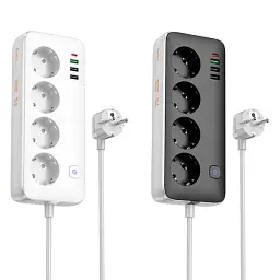 Мережевий подовжувач Hoco AC22 Sunlight 4-bit (PD30W/1C3A) Desktop Socket White - мініатюра 3