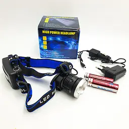 Налобний акумуляторний світлодіодний ліхтар із зумом 2х18650 battery ліхтарик для полювання туризму BL T24 P50