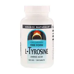 Амінокислота Source Naturals L-Тирозин 500 мг, L-Tyrosine, 100 таблеток (SNS-00190)