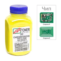 Тонер OKI C3400/3300, 110г Yellow+chip AHK (1502697)