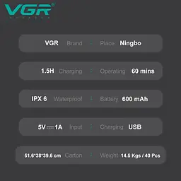 Електробритва VGR V-387 роторна з водонепроникним корпусом XPRO чорно-синя (44261-V-387_479) - мініатюра 4