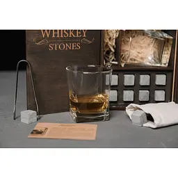 Подарунковий набір Whiskey Stones камені для віскі 8 штук + інструкція + мішечок для зберігання + щипці та 2 склянки - мініатюра 5