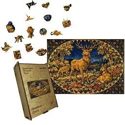 Дерев'яний фігурний пазл puzzlean Оленяча Сім'я, А3, Картонна коробка 200 елементів