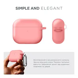 Силіконовий чохол для навушників Apple AirPods 3, Hang Case, рожевий, ультратонкий захисний кейс товщиною 2 мм, захист від подряпин, пилу та ударів, компактний, з карабіном для кріплення, ArmorStandart (ARM60320) - мініатюра 2