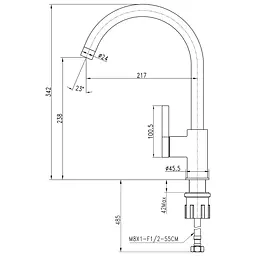 Змішувач кухонний TOPAZ MODERNO TMD-33403-H78A поворотний латунний для зручного використання у кухні - мініатюра 2
