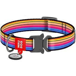 Нашийник для собак Waudog Nylon Лінія 1, c QR паспортом, металева пряжка-фастекс, 31-49х2, 5 см