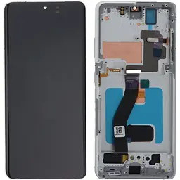 Дисплей Samsung G998 Galaxy S21 Ultra чорний, OLED, з рамкою сріблястого кольору, Phantom Silver
