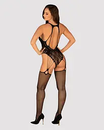 Бодістокінг Obsessive Bodystocking G324 S/M/L black, силуетний малюнок - мініатюра 4