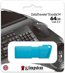 Флеш-накопичувач Kingston USB3.2 64GB DataTraveler Exodia M Aqua Blue (KC-U2L64-7LB) - мініатюра 4