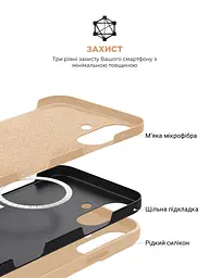 Силиконовый чехол с MagSafe для Apple iPhone 16 Plus, ICON2 MagCase, золотой, противоударный, панель с мягкой подкладкой, защита всего корпуса, поддержка беспроводной зарядки, совместим с защитными стеклами и пленками, ArmorStandart (ARM80186) - мініатюра 6