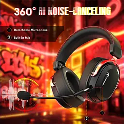 Ігрова гарнітура Attack Shark L30PRO Wireless,2.4GHz/Bluetooth/3.5mm AUX/AUX-to-Type-C,Black and Red - мініатюра 7