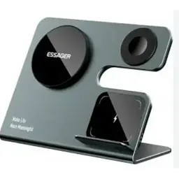 Бездротовий мультизарядний пристрій Essager Ruicheng desktop magnetic suction 15W (3 in 1) black (EWXZM-RC0G-Z)