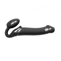 Безремневий страпон Strap-On-Me Vibrating Black M регульований з вібрацією та з пультом ДК діаметр 3.3 см - мініатюра 2