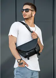 Чоловіча сумка бананка Sambag Tirso Zard чорна 33 × 22 × 7 см (80551001m) - мініатюра 2
