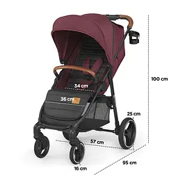 Прогулянкова коляска Kinderkraft Grande LX Burgundy - мініатюра 3