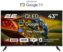 Телевізор 43" QLED 4K 60Hz Smart Google TV Black 2E teh0018409
