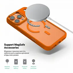 Чехол Apple iPhone 17 Pro Max, Unit MagSafe, оранжевый, прозрачный, MagSafe, противоударный, магнитный, панель-накладка с поддержкой MagSafe, с поддержкой беспроводной зарядки, TPU+PC, защита всего корпуса, ударопрочный, ArmorStandart (ARM86623) - мініатюра 4
