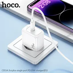 Сітчастий зарядний пристрій HOCO CS53A Surplus single port PD25W charger білий - мініатюра 5