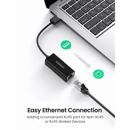 Перехідник USB 2.0 AM to RJ45 Ethernet 100Mbps CR110 Ugreen (20254) - мініатюра 4