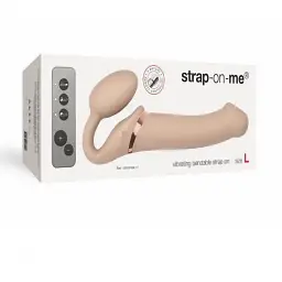 Безремневий страпон Strap-On-Me Vibrating Flesh L регульований з вібрацією та з пультом ДК діаметр 3.7 см - мініатюра 6