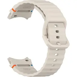 Силіконовий ремінець BeCover Ribbed Tape для Samsung Galaxy Watch (20 mm) 3 41 mm/4 40mm-44mm/5 40-44mm/6 40-44mm/7 40-44mm Cream (712039) - мініатюра 3