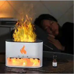 Лампа зволожувач повітря Docsal Flame 3в1 з ультразвуковим зволоженням і соляним камінням Білий - мініатюра 2