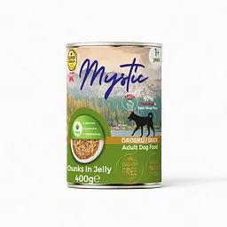 Вологий корм Mystic для собак шматочки качки в желе 400г.