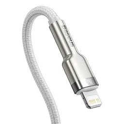 Кабель для зарядки айфону Baseus Cafule Metal Type-C Lightning PD 20W 2м плетений білий - мініатюра 4