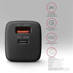 Зарядний пристрій AXAGON 1xUSB QC4.0 + 1xUSB-C PD30W PPS black (ACU-PQ30) - мініатюра 5
