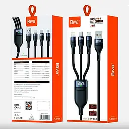 Кабель Biva C-09 3 in 1 66w 1.2 m cable Black - мініатюра 2