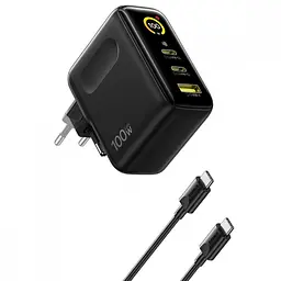 МЗП Baseus PicoGo AE21 100W (2Type-C + USB) + Кабель Type-C to Type-C 100W (1.5m) - мініатюра 3