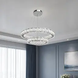 Linisoln 7896-60*40 CH, підвісна кришталева LED-люстра хром 65 Вт з пультом Dimmer